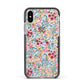 Floral Meadow Apple iPhone Xs Impact Case Black Edge on Silver Phone