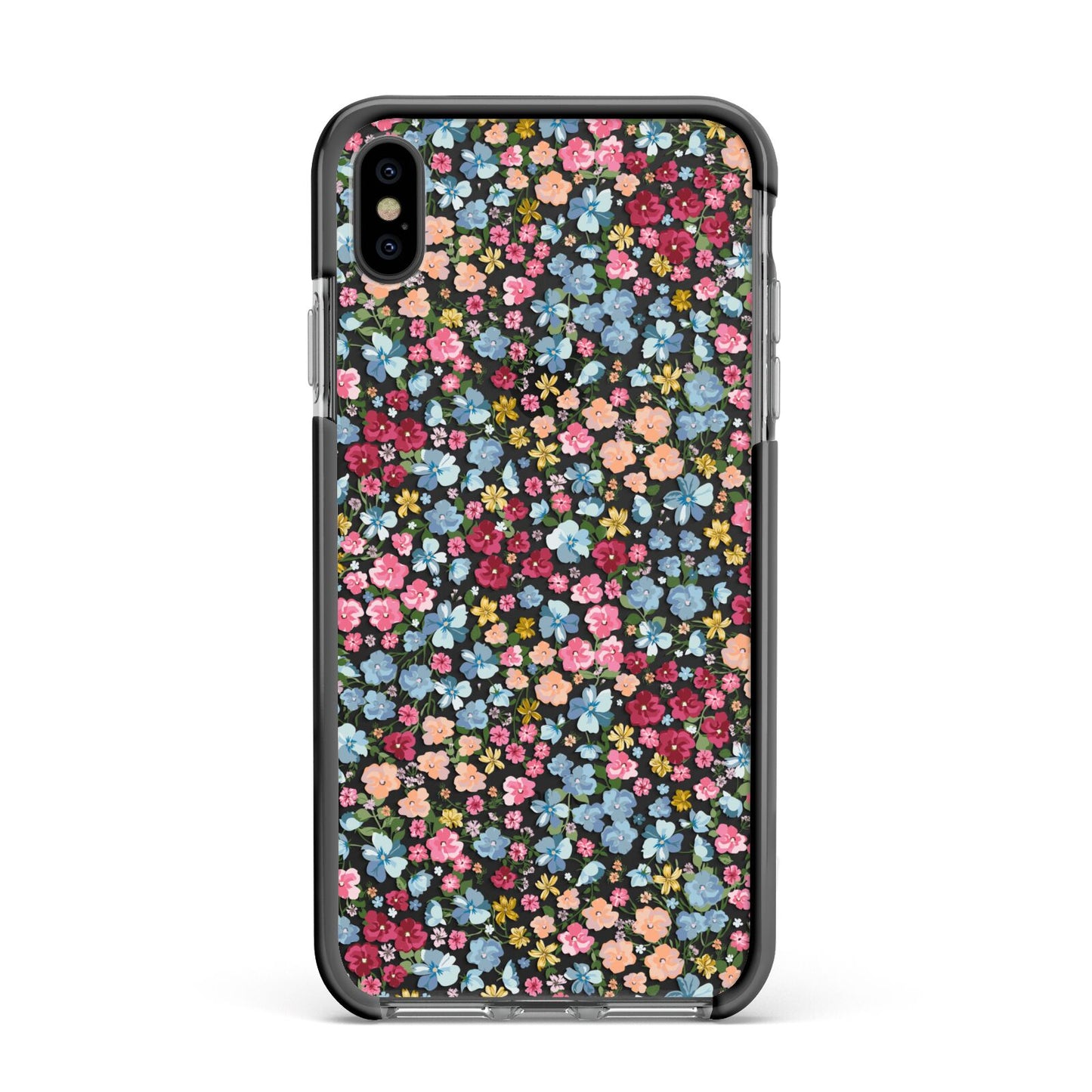 Floral Meadow Apple iPhone Xs Max Impact Case Black Edge on Black Phone