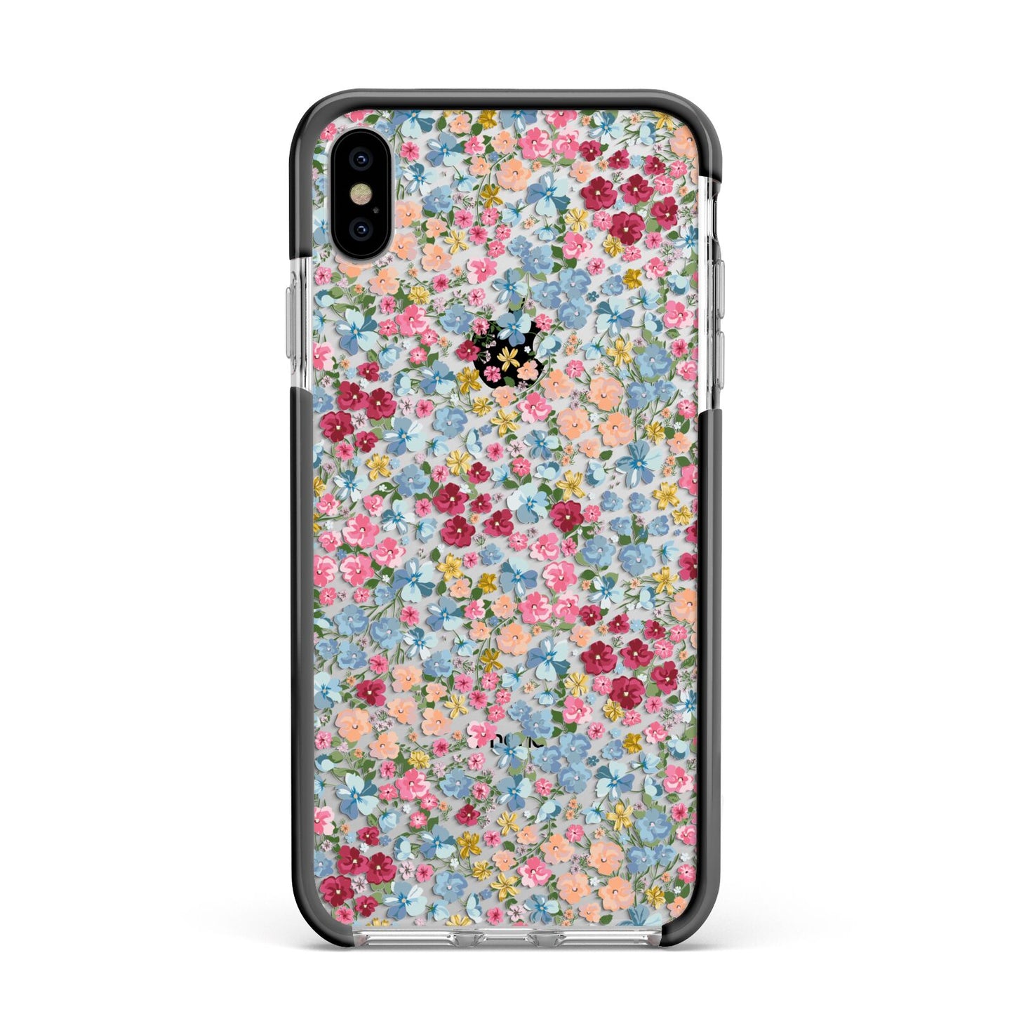 Floral Meadow Apple iPhone Xs Max Impact Case Black Edge on Silver Phone
