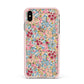 Floral Meadow Apple iPhone Xs Max Impact Case Pink Edge on Gold Phone