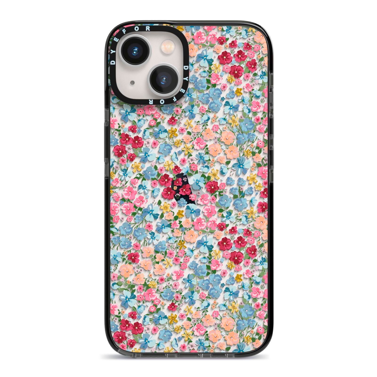 Floral Meadow iPhone 13 Black Impact Case on Silver phone