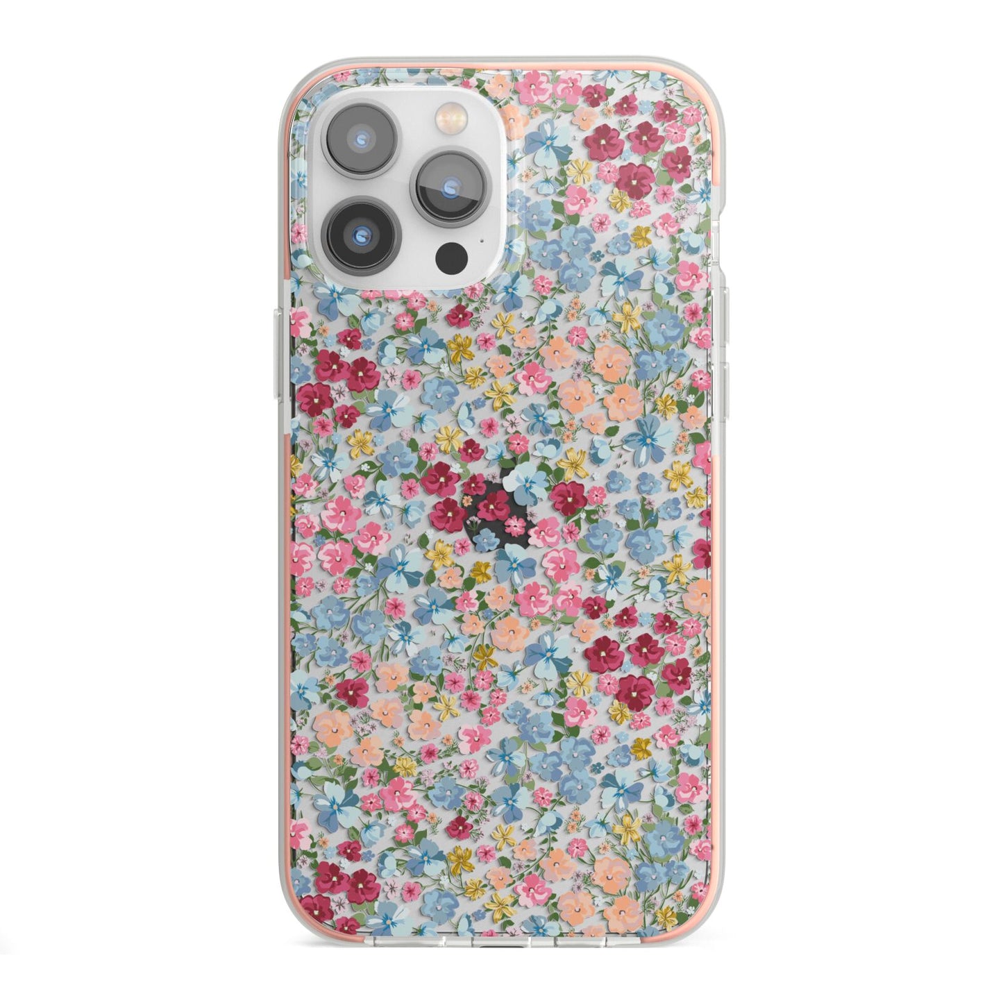Floral Meadow iPhone 13 Pro Max TPU Impact Case with Pink Edges