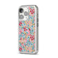 Floral Meadow iPhone 14 Pro Clear Tough Case Silver Angled Image