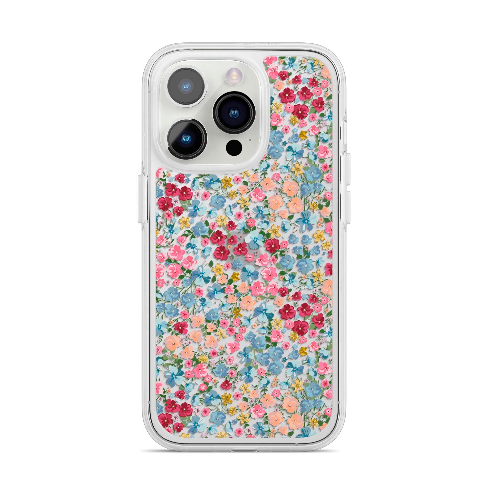 Floral Meadow iPhone 14 Pro Clear Tough Case Silver