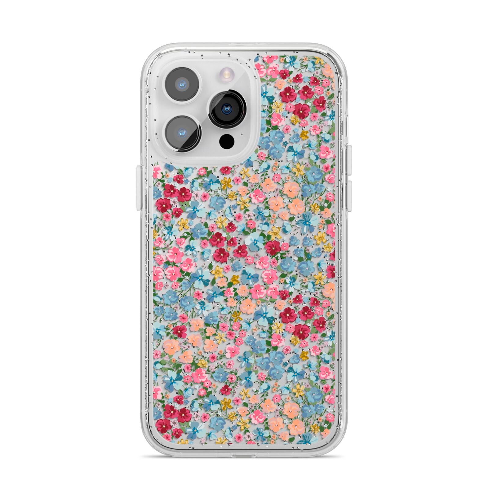 Floral Meadow iPhone 14 Pro Max Glitter Tough Case Silver