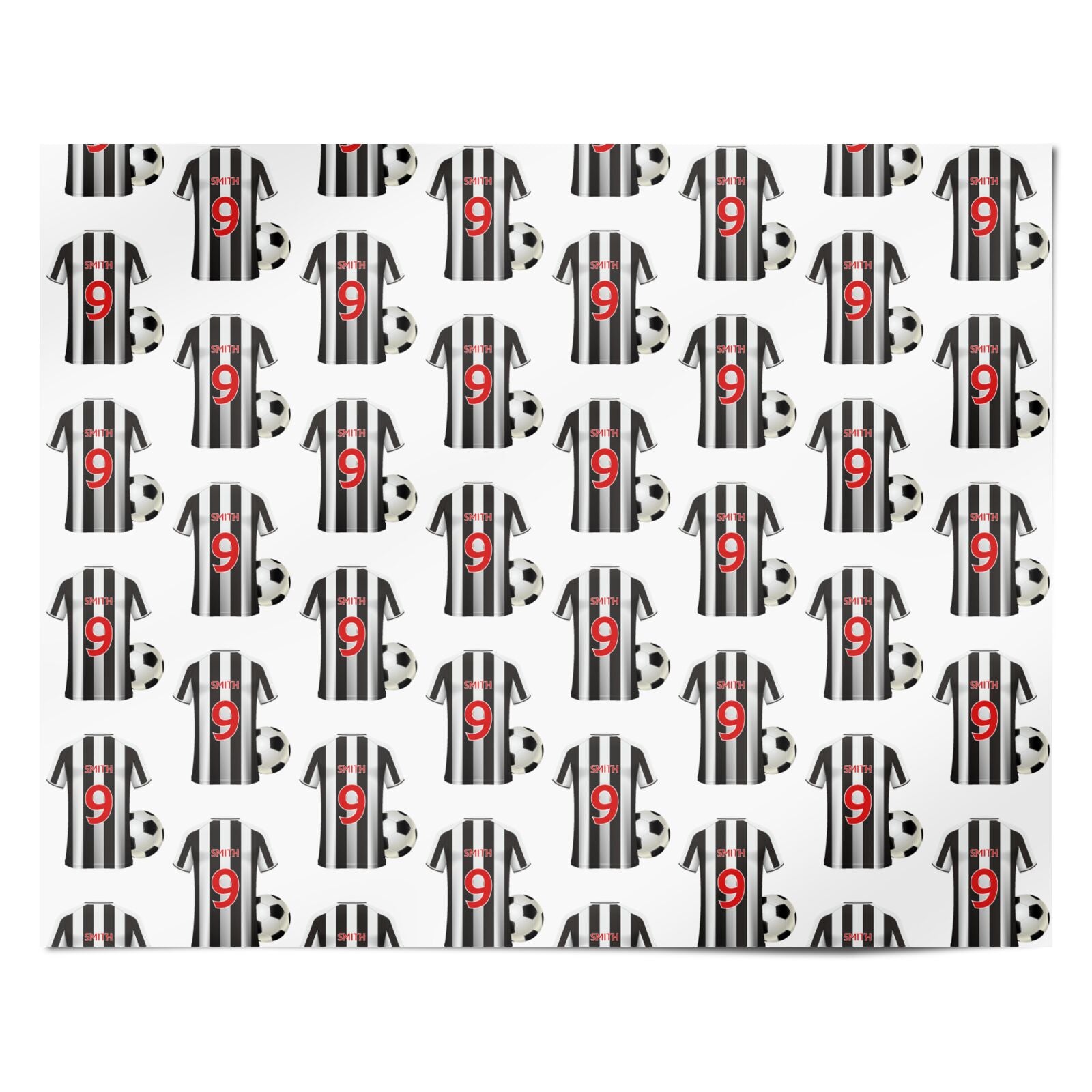 Football Shirt Black White Personalised Age Name Personalised Wrapping Paper Alternative