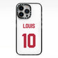 Football Shirt Custom iPhone 13 Pro Black Impact Case on Silver phone