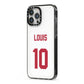 Football Shirt Custom iPhone 13 Pro Max Black Impact Case Side Angle on Silver phone