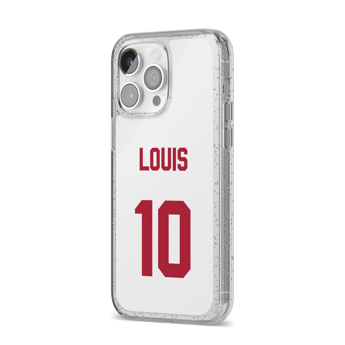 Football Shirt Custom iPhone 14 Pro Max Glitter Tough Case Silver Angled Image