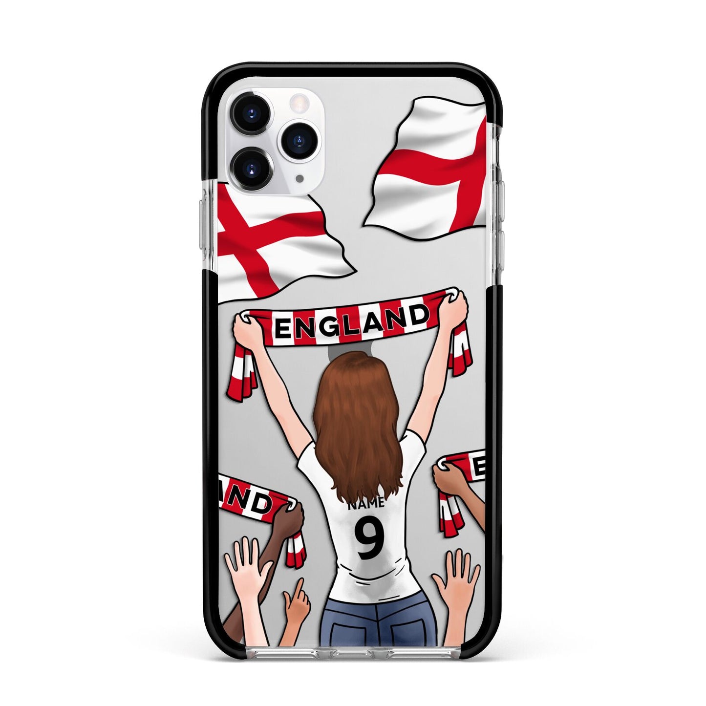 Football Supporter Personalised Apple iPhone 11 Pro Max in Silver with Black Impact Case