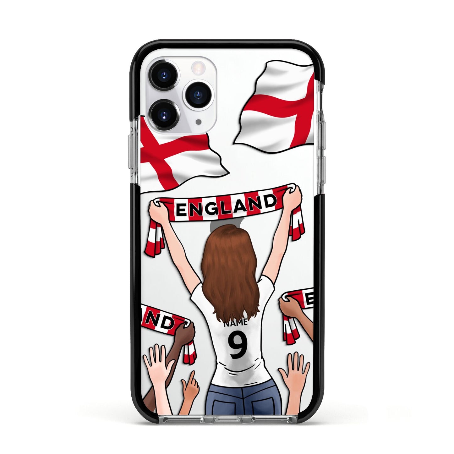 Football Supporter Personalised Apple iPhone 11 Pro in Silver with Black Impact Case