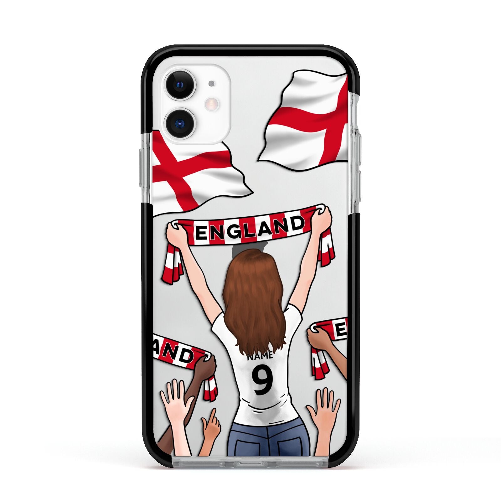 Football Supporter Personalised Apple iPhone 11 in White with Black Impact Case