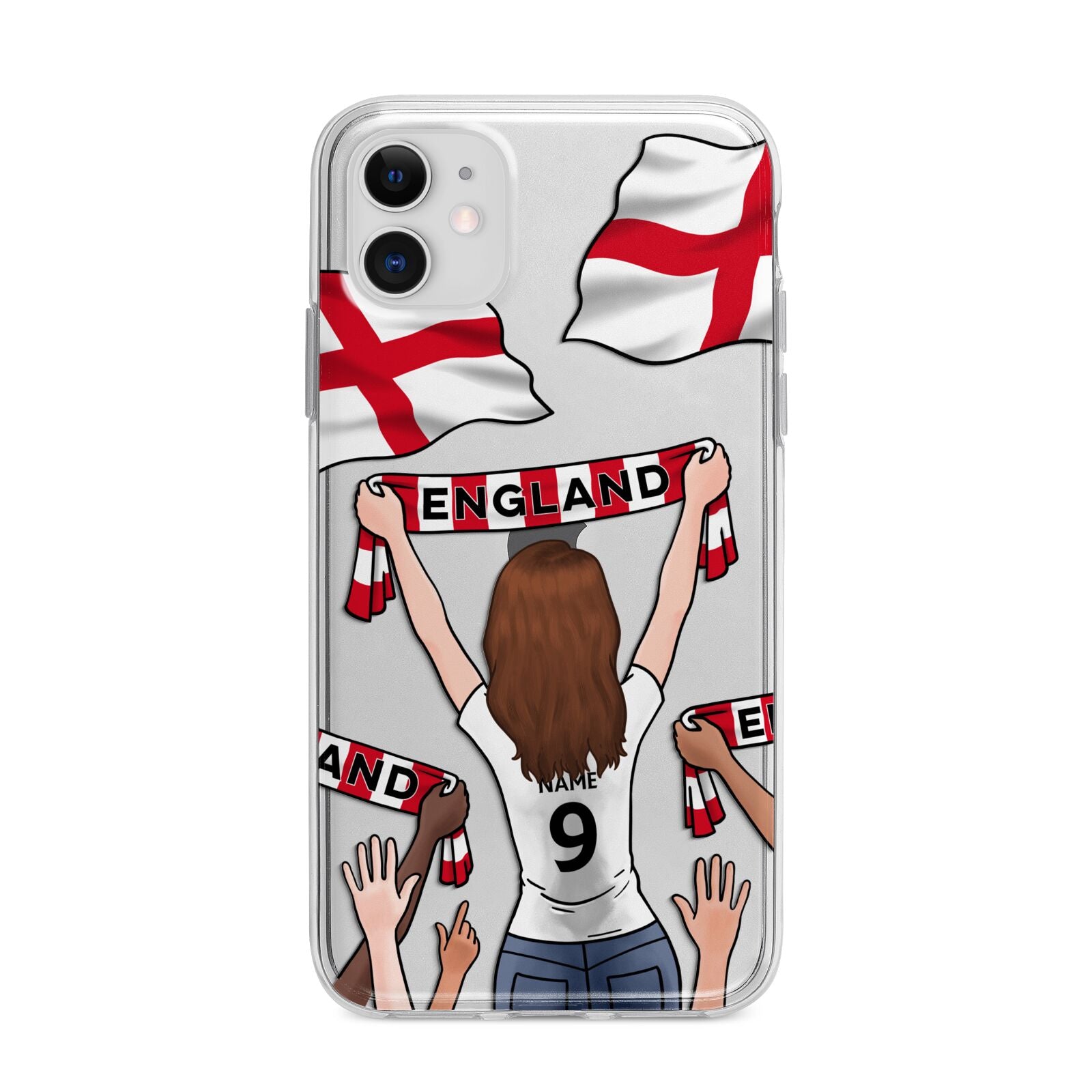 Football Supporter Personalised Apple iPhone 11 in White with Bumper Case