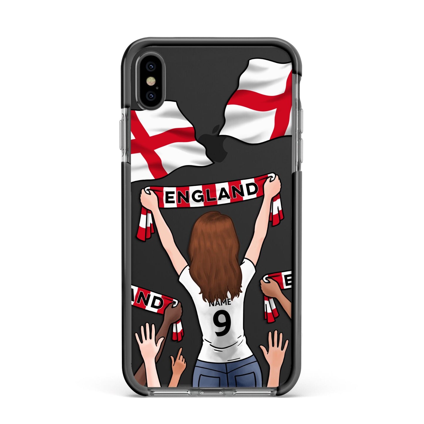 Football Supporter Personalised Apple iPhone Xs Max Impact Case Black Edge on Black Phone