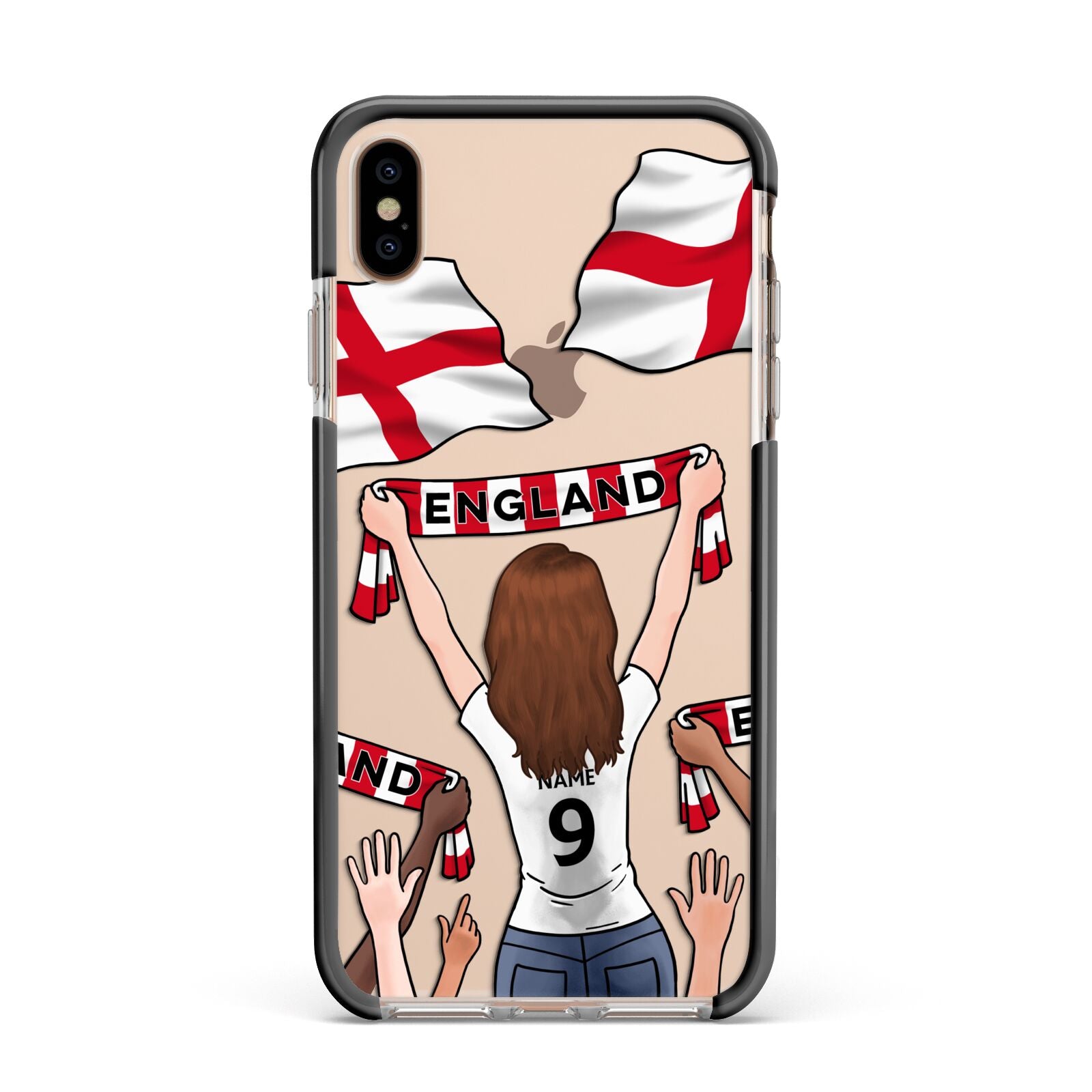 Football Supporter Personalised Apple iPhone Xs Max Impact Case Black Edge on Gold Phone