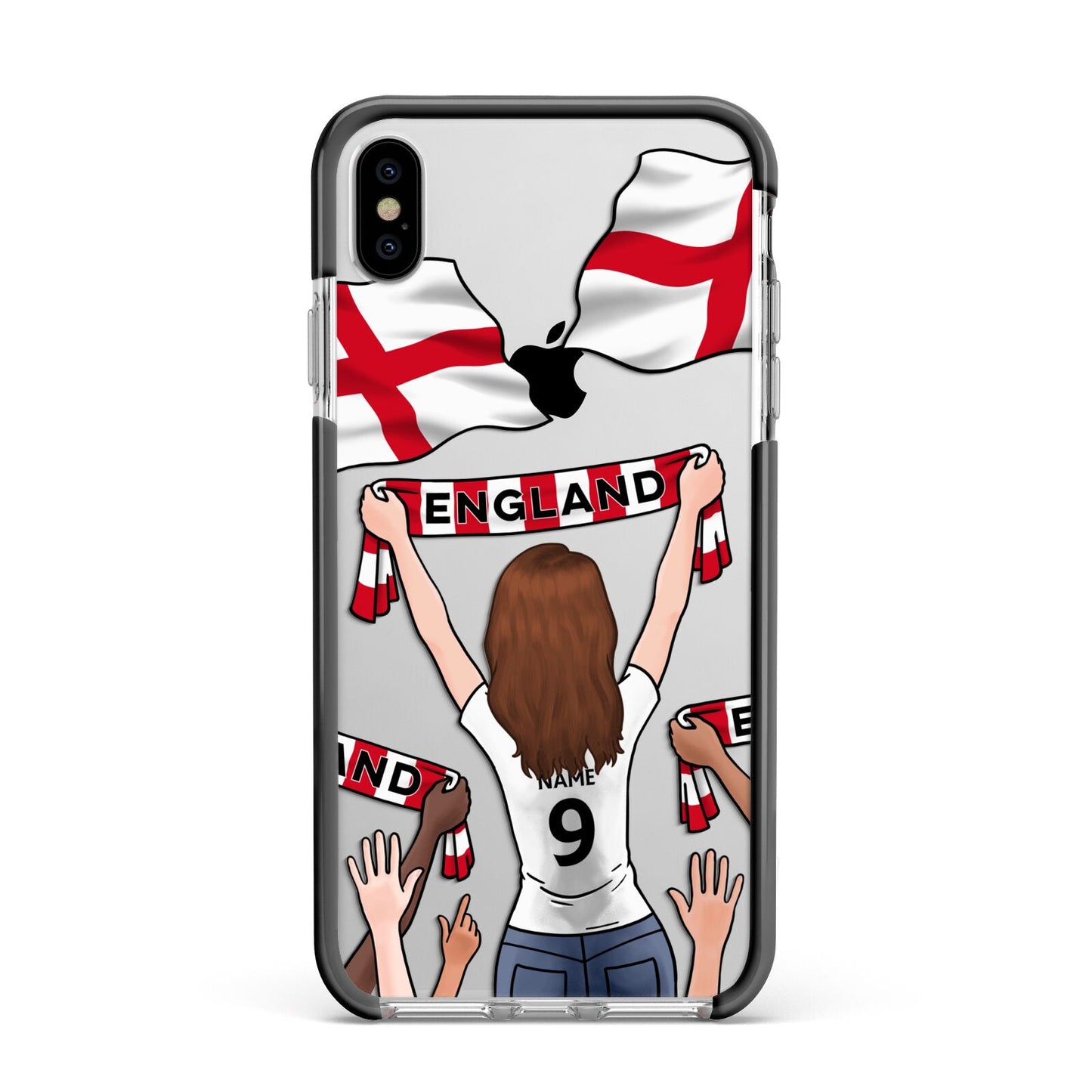 Football Supporter Personalised Apple iPhone Xs Max Impact Case Black Edge on Silver Phone