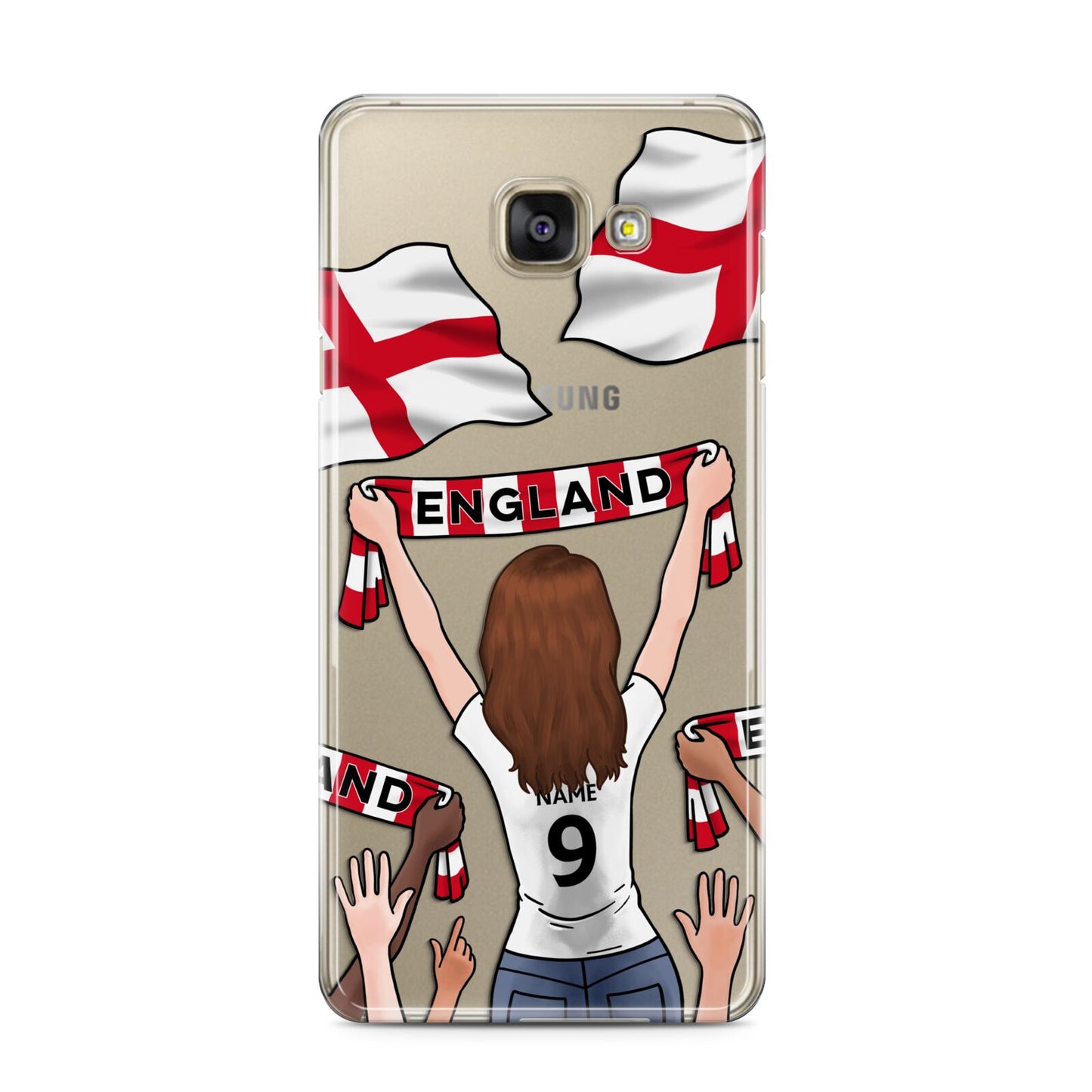 Football Supporter Personalised Samsung Galaxy A3 2016 Case on gold phone
