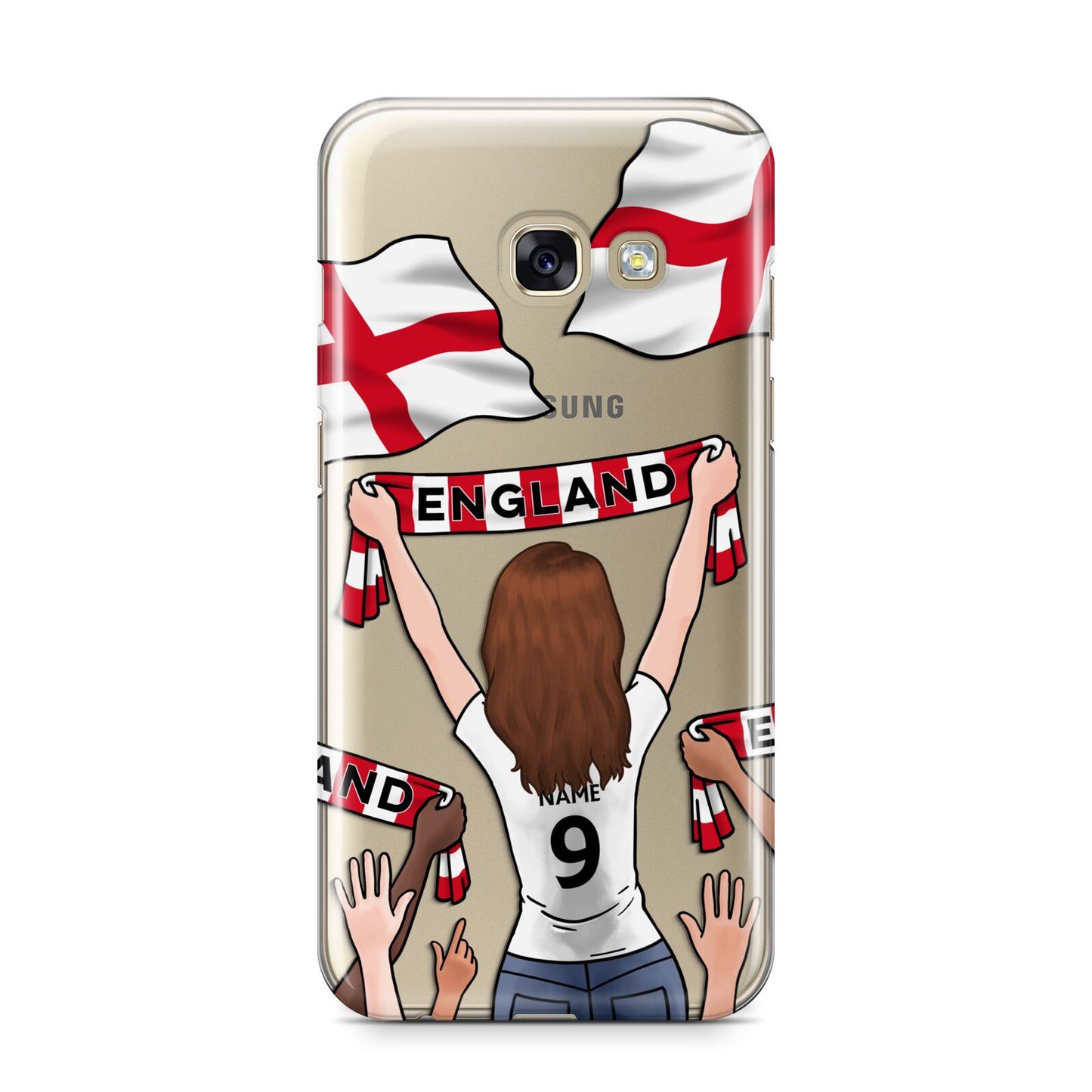 Football Supporter Personalised Samsung Galaxy A3 2017 Case on gold phone