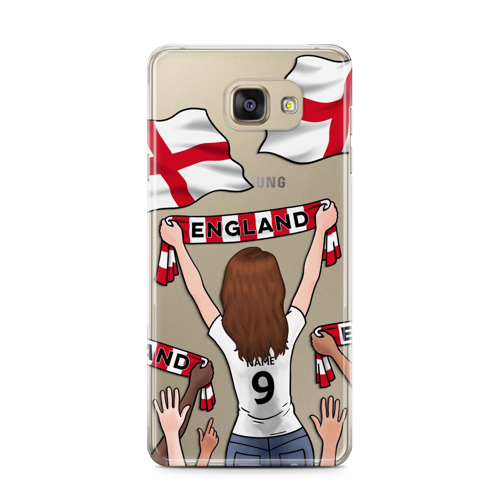 Football Supporter Personalised Samsung Galaxy A7 2016 Case on gold phone