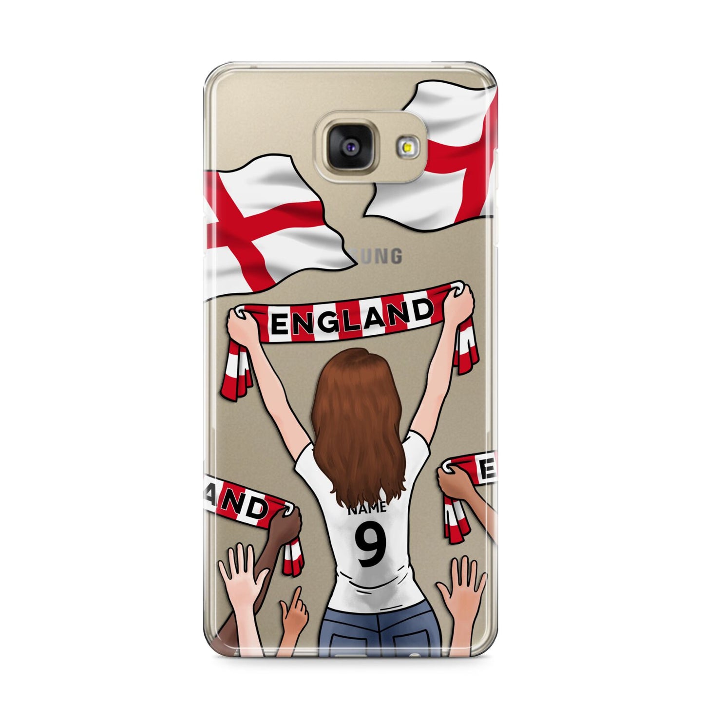 Football Supporter Personalised Samsung Galaxy A9 2016 Case on gold phone