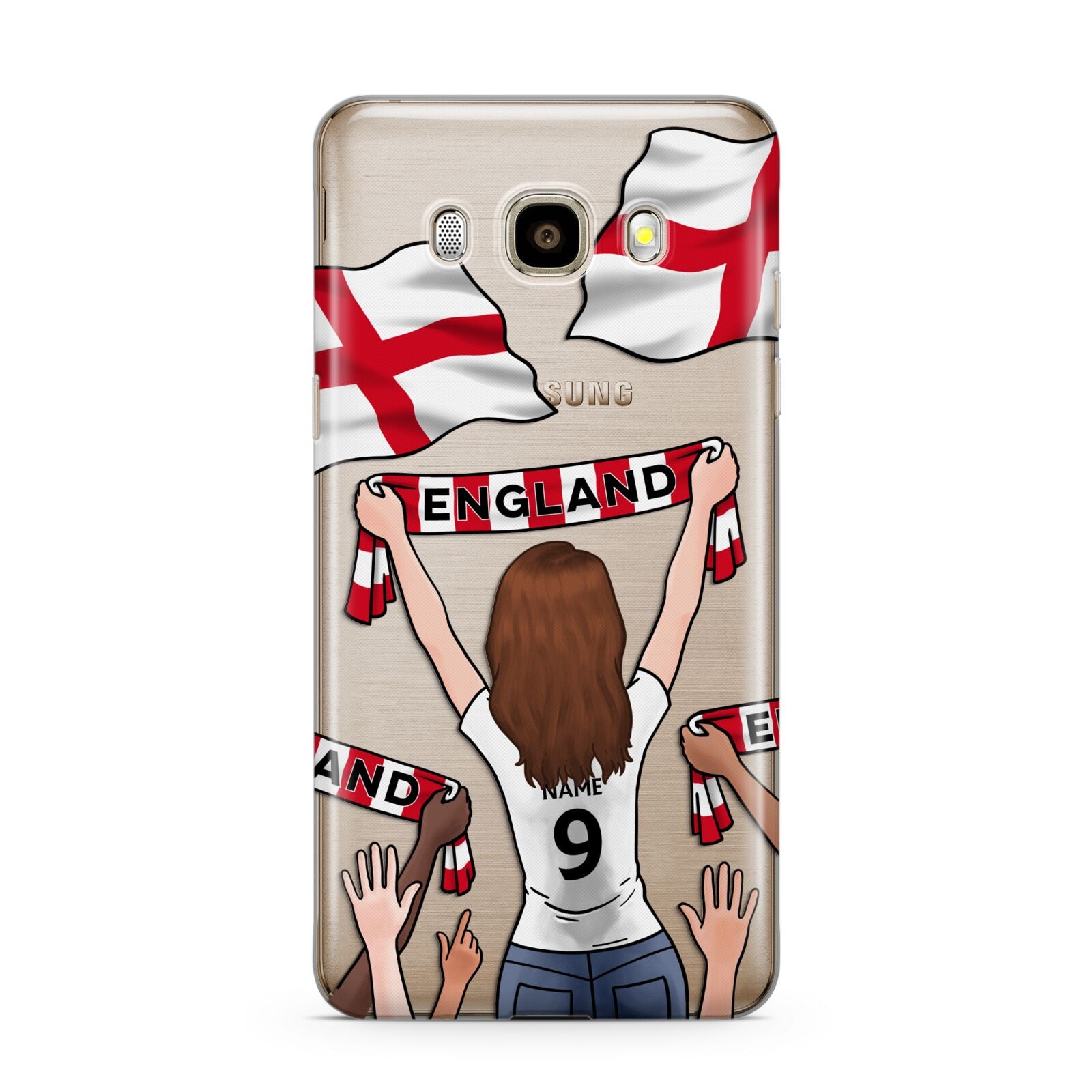 Football Supporter Personalised Samsung Galaxy J7 2016 Case on gold phone