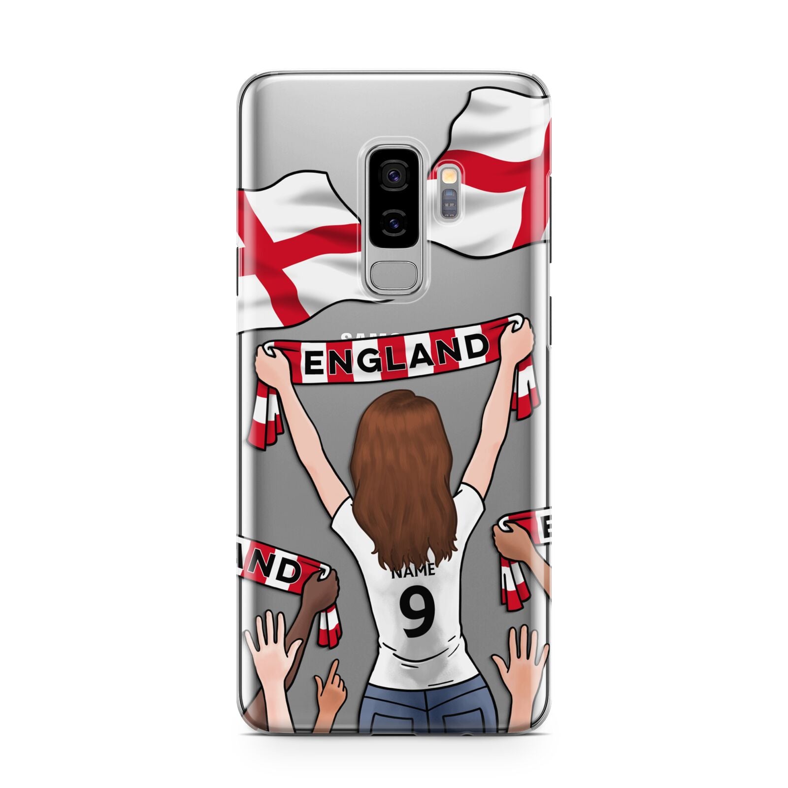 Football Supporter Personalised Samsung Galaxy S9 Plus Case on Silver phone