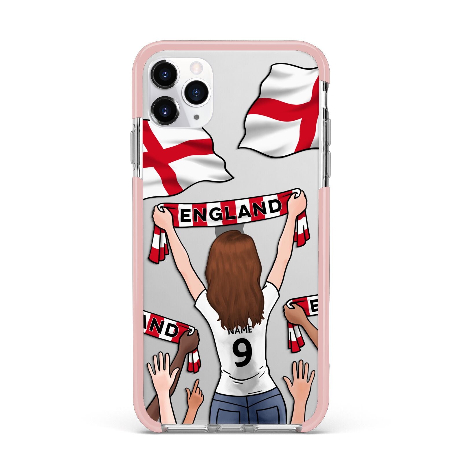 Football Supporter Personalised iPhone 11 Pro Max Impact Pink Edge Case