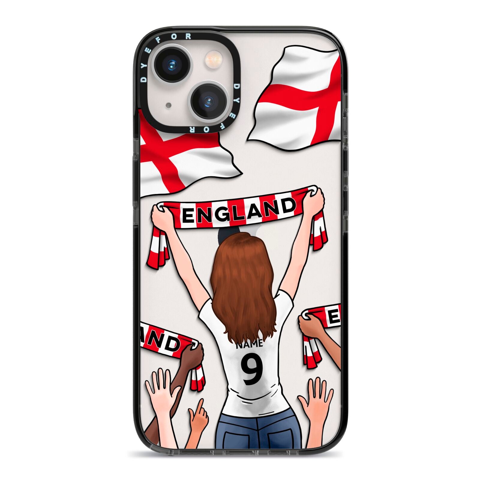 Football Supporter Personalised iPhone 13 Black Impact Case on Silver phone