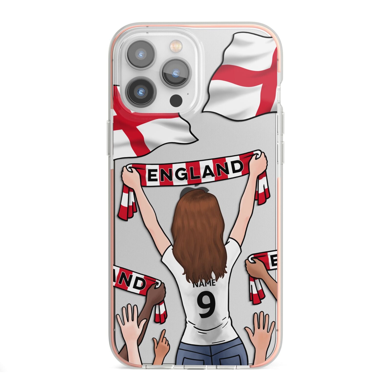 Football Supporter Personalised iPhone 13 Pro Max TPU Impact Case with Pink Edges