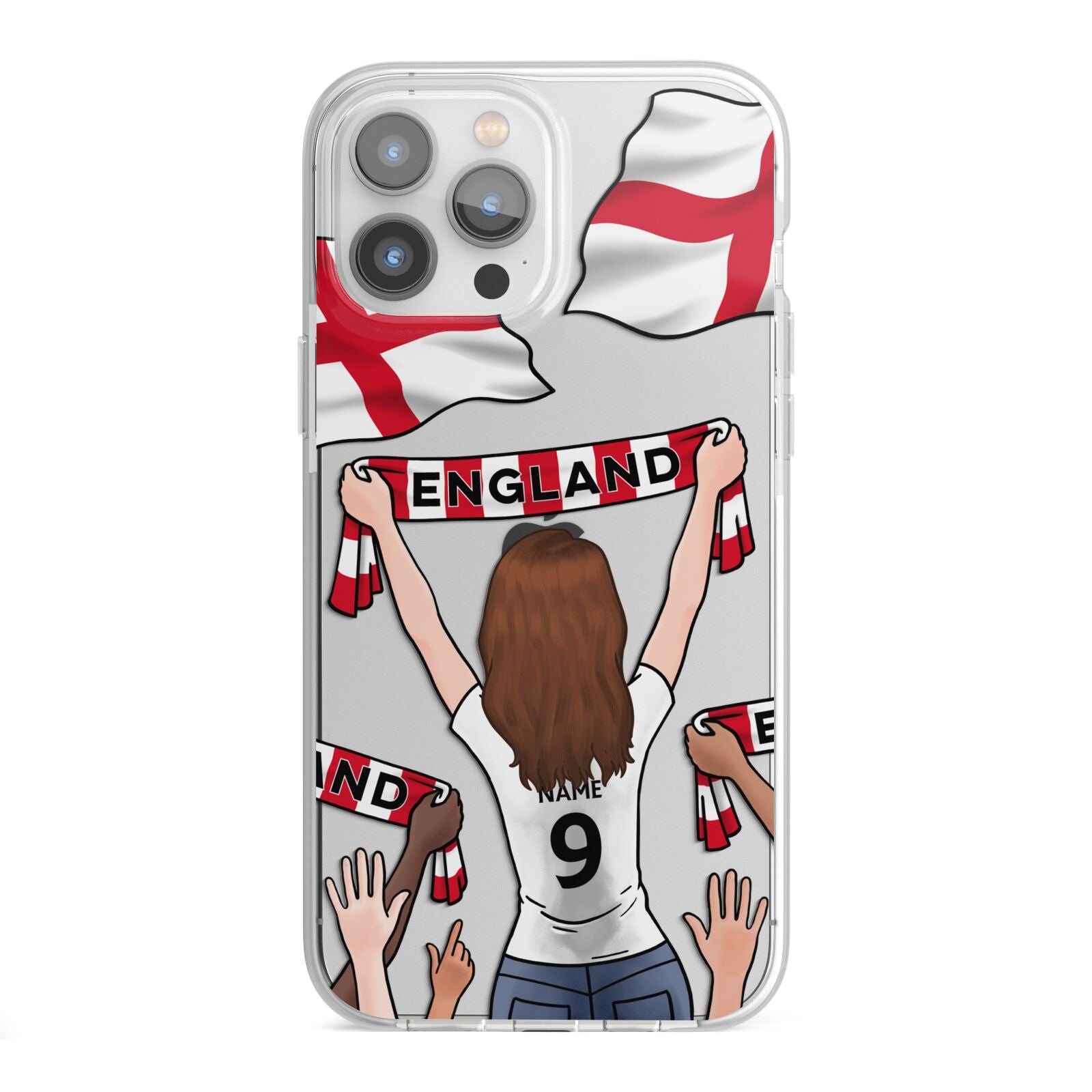 Football Supporter Personalised iPhone 13 Pro Max TPU Impact Case with White Edges