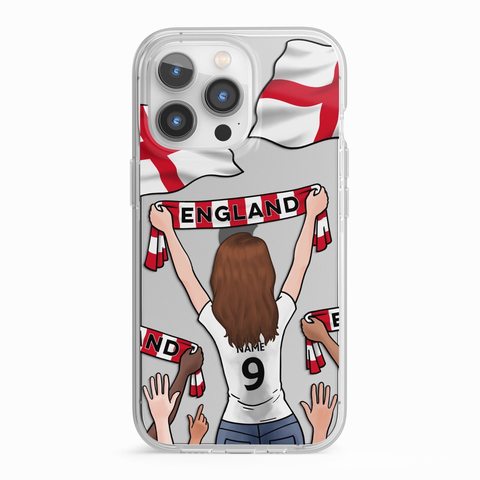 Football Supporter Personalised iPhone 13 Pro TPU Impact Case with White Edges