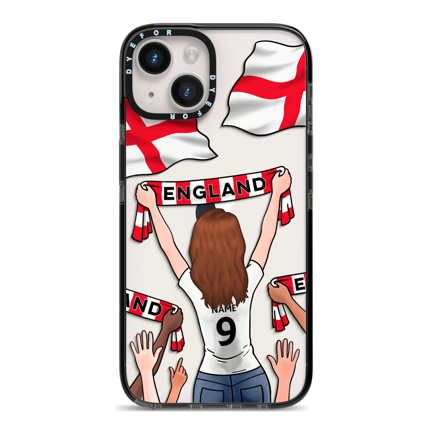 Football Supporter Personalised iPhone 14 Black Impact Case on Silver phone