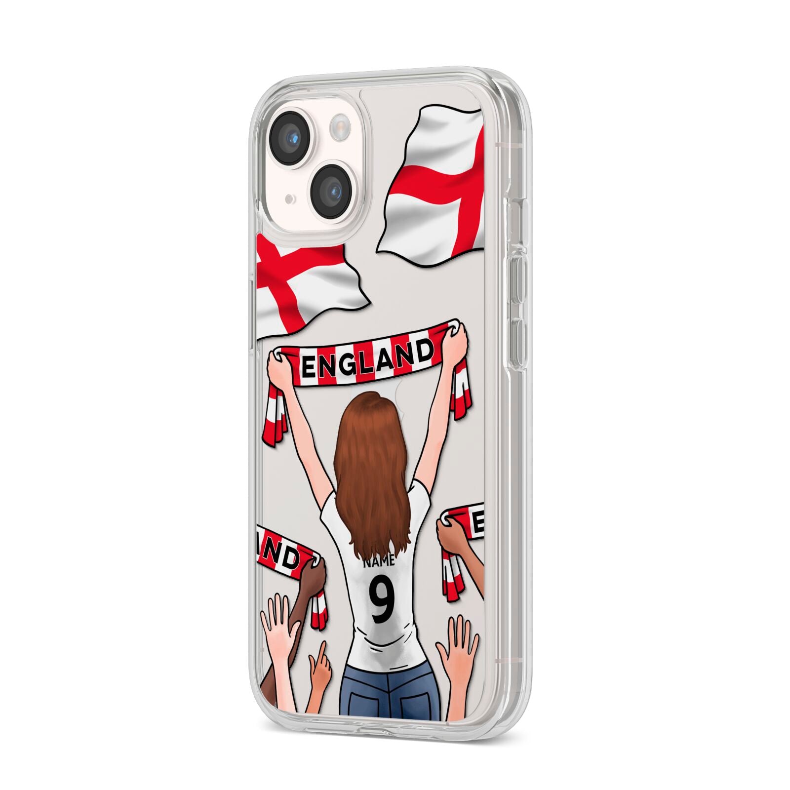 Football Supporter Personalised iPhone 14 Clear Tough Case Starlight Angled Image