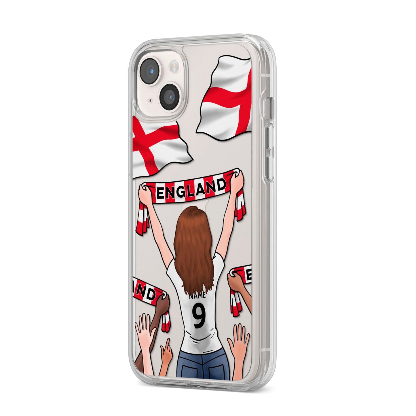 Football Supporter Personalised iPhone 14 Plus Clear Tough Case Starlight Angled Image