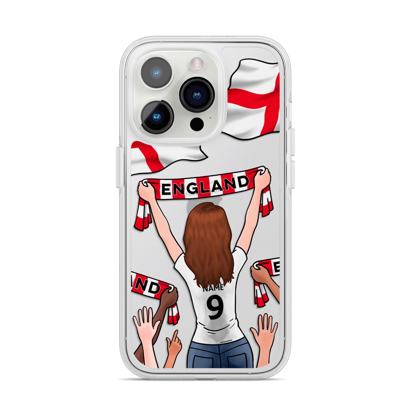 Football Supporter Personalised iPhone 14 Pro Clear Tough Case Silver