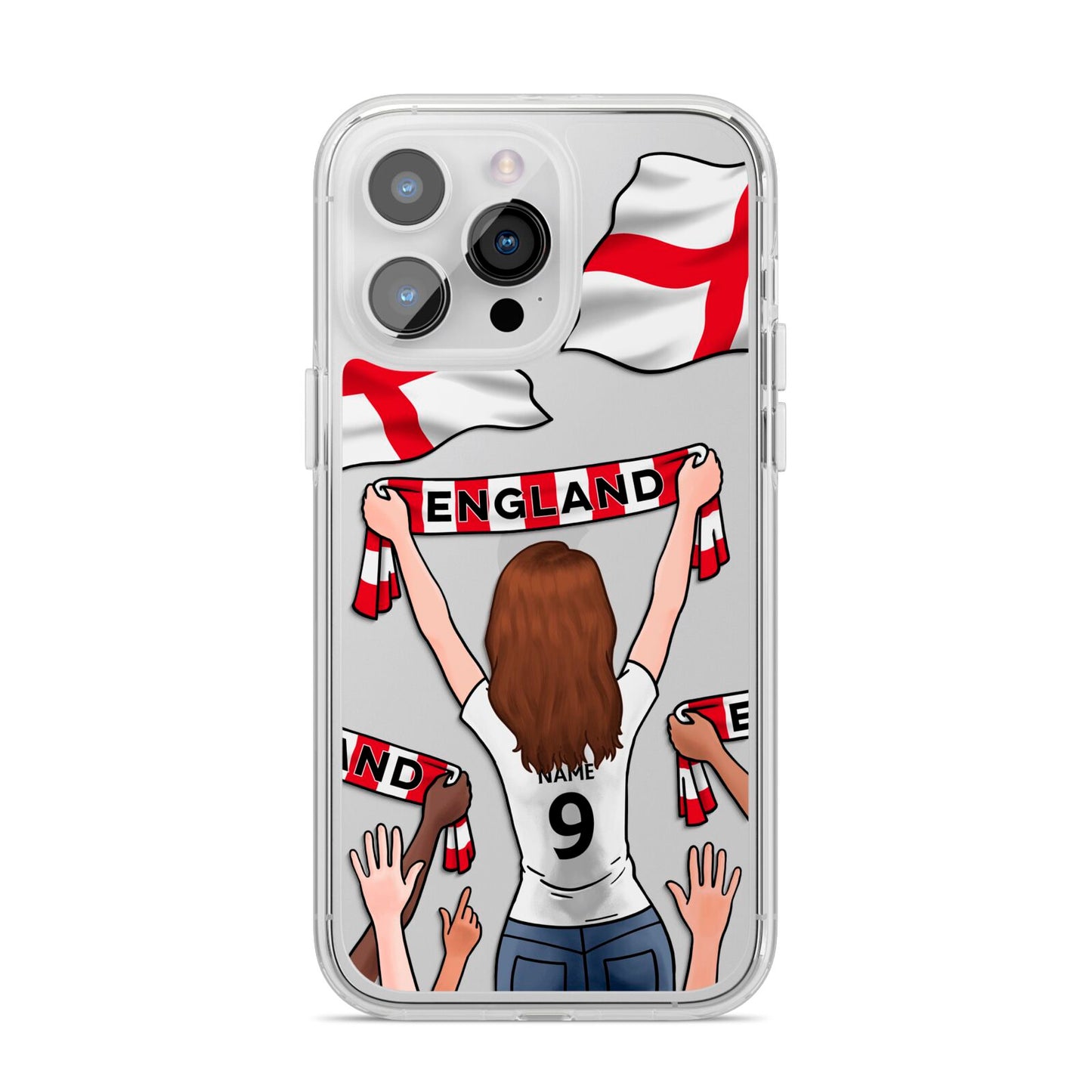 Football Supporter Personalised iPhone 14 Pro Max Clear Tough Case Silver