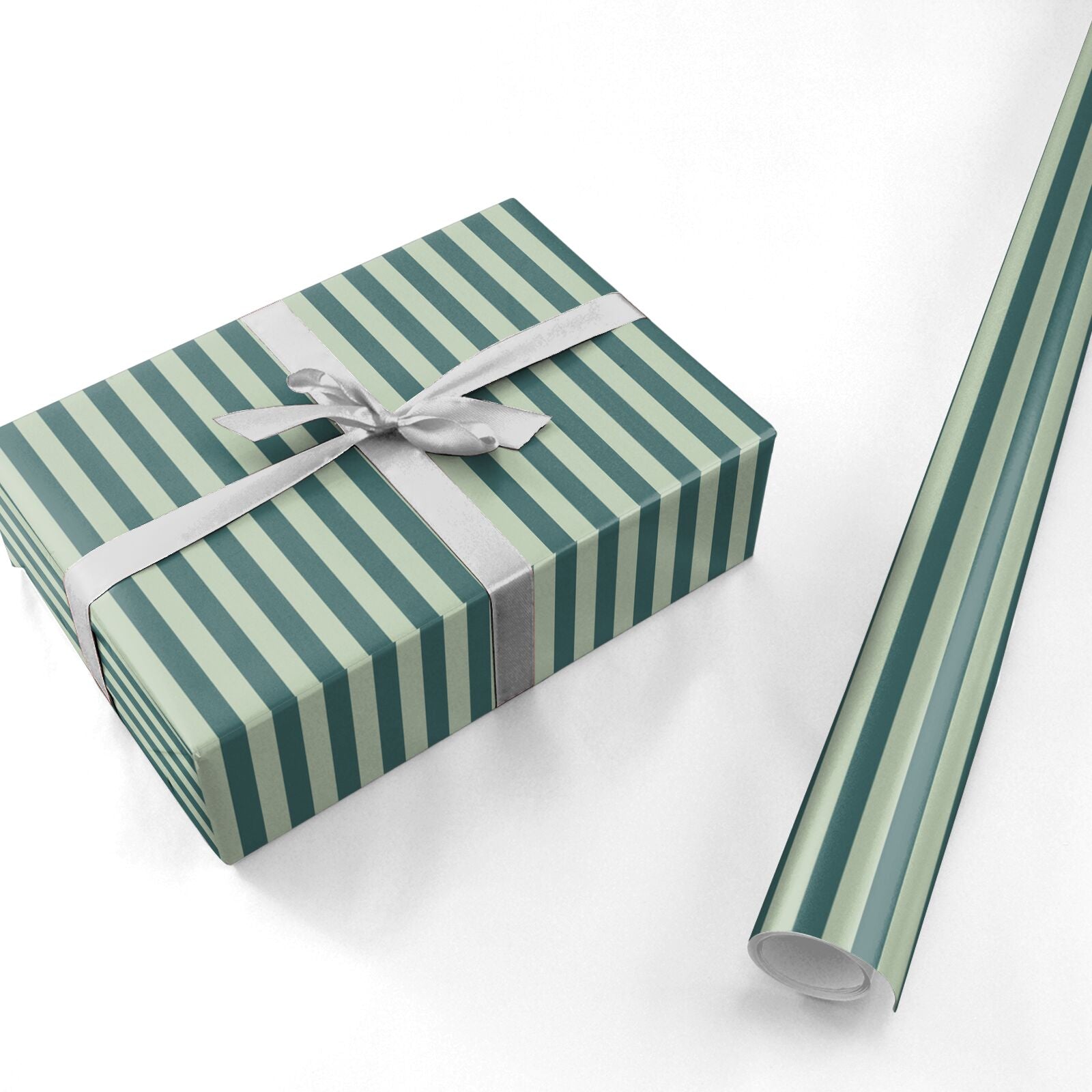 Forest Green Striped Personalised Wrapping Paper