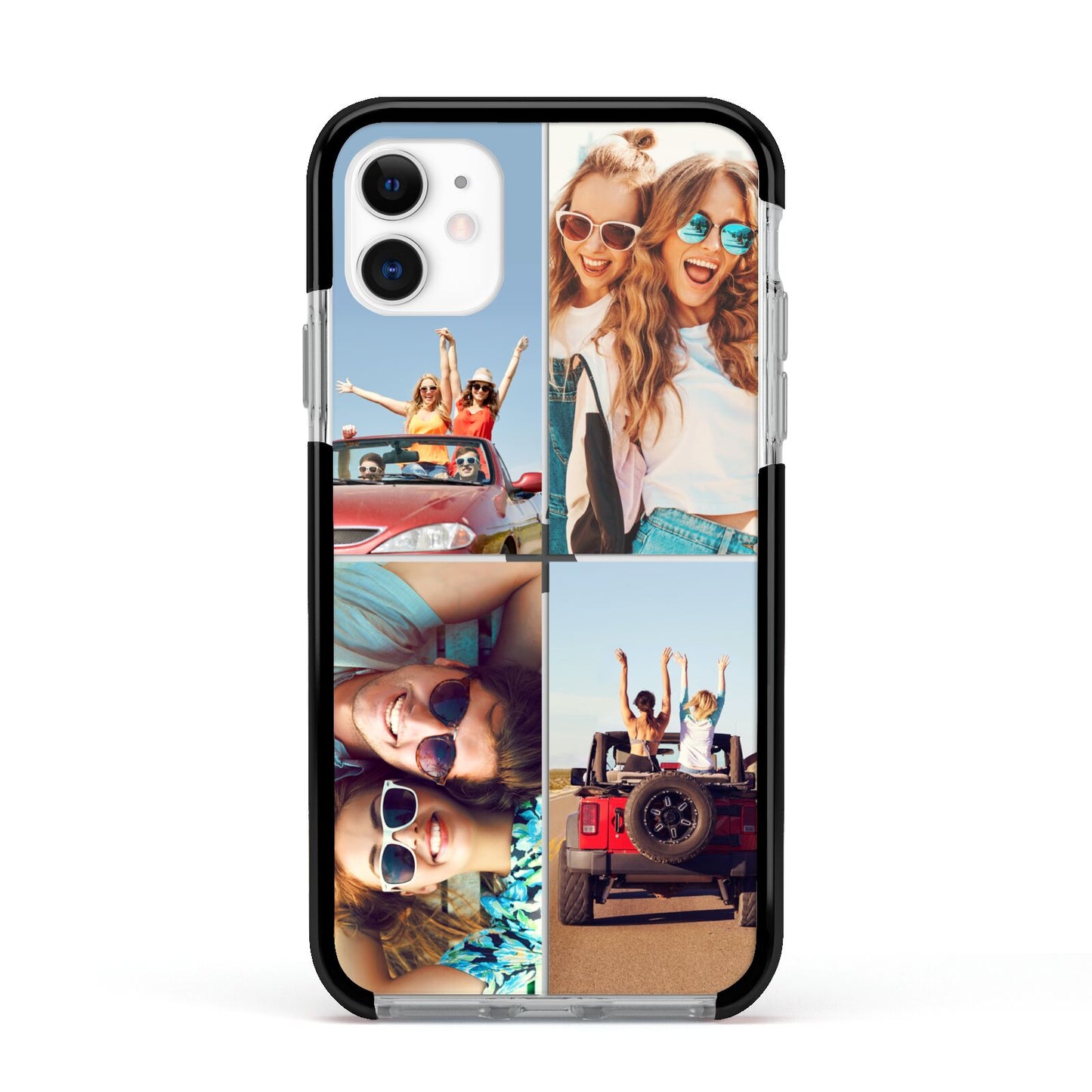 Four Photo Apple iPhone 11 in White with Black Impact Case