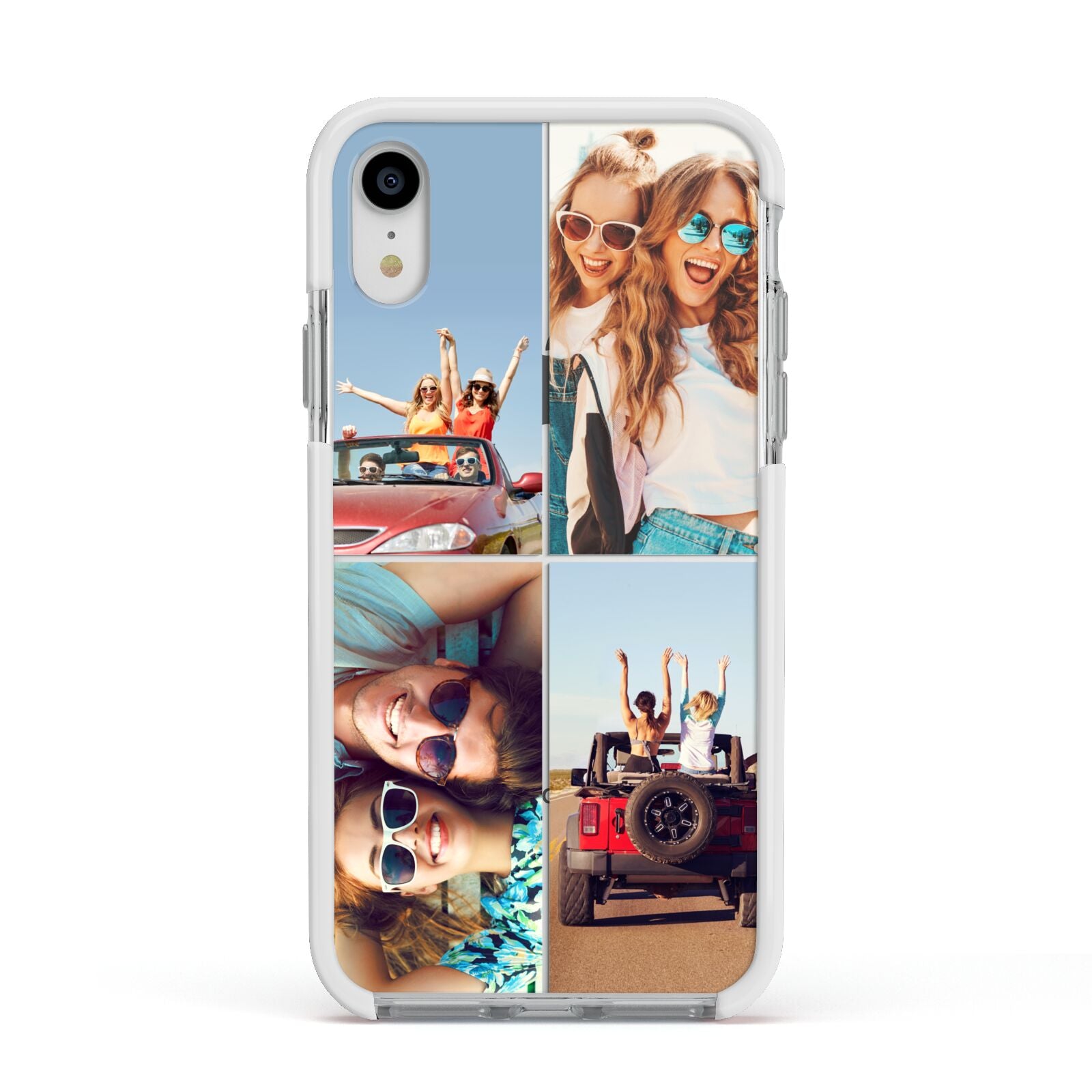 Four Photo Apple iPhone XR Impact Case White Edge on Silver Phone