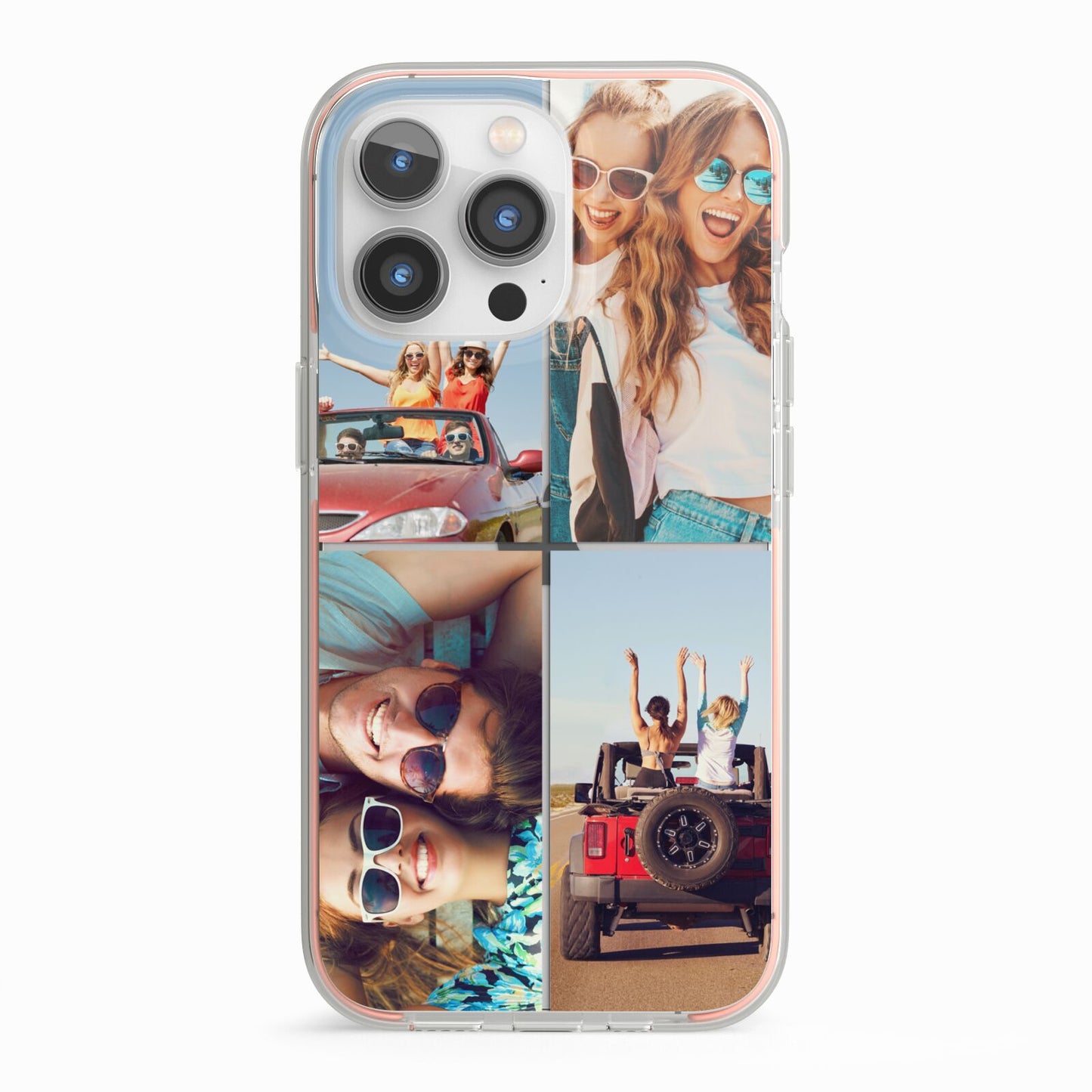 Four Photo iPhone 13 Pro TPU Impact Case with Pink Edges