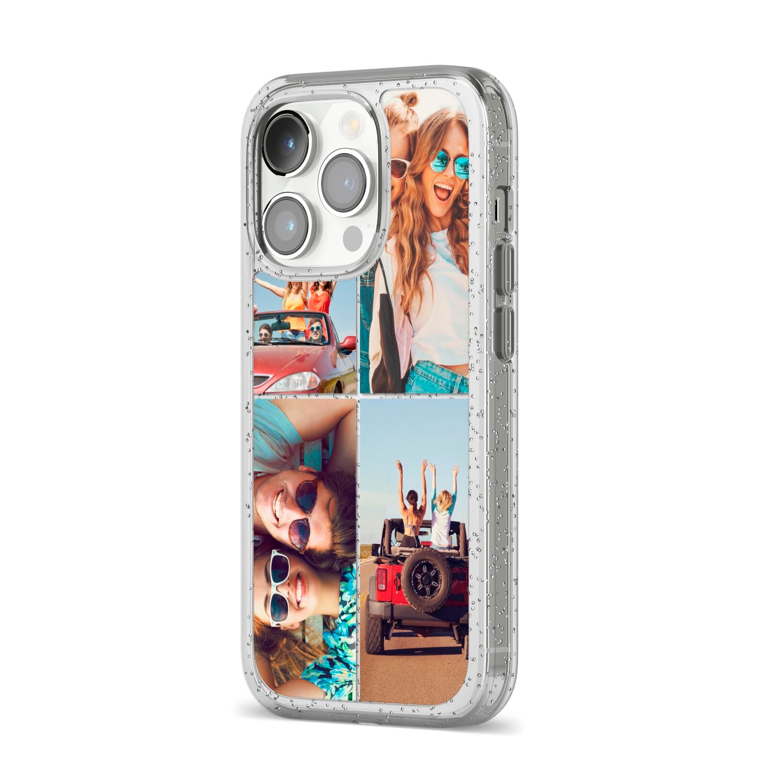 Four Photo iPhone 14 Pro Glitter Tough Case Silver Angled Image