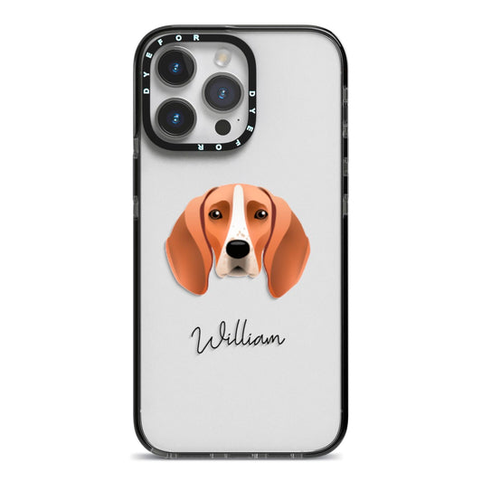 Foxhound Personalised iPhone 14 Pro Max Black Impact Case on Silver phone