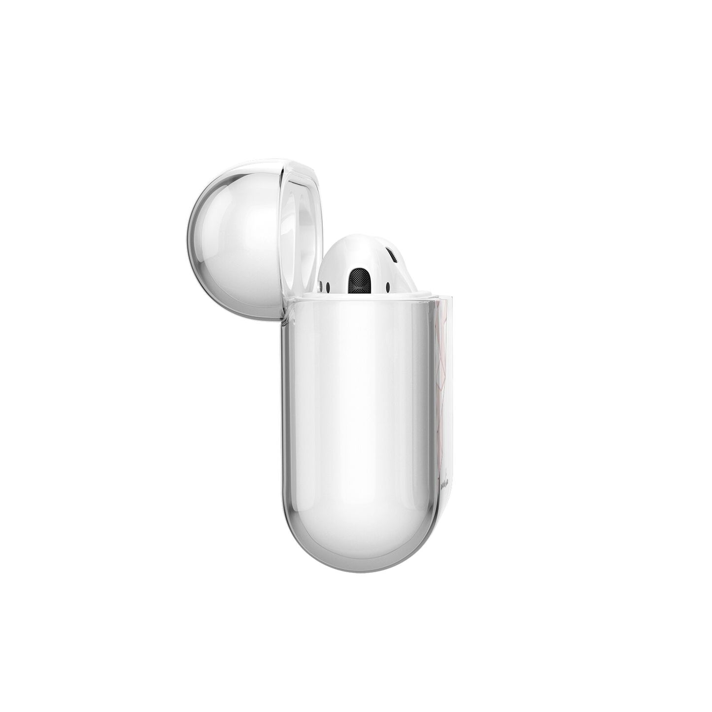 Geometric Pink Marble with Name AirPods Case Side Angle