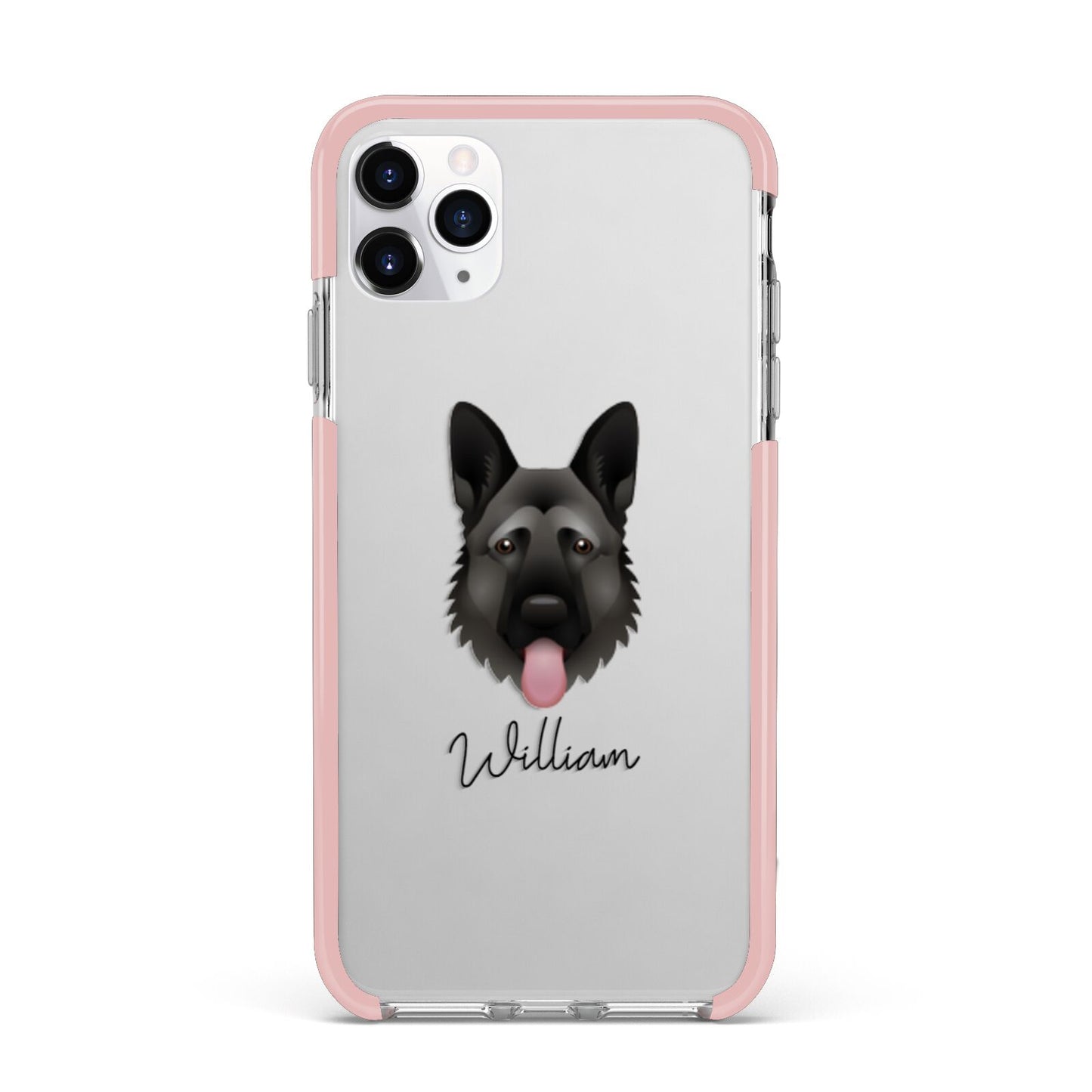 German Shepherd Personalised iPhone 11 Pro Max Impact Pink Edge Case