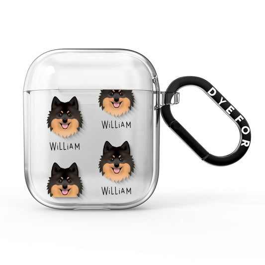 German Spitz Icon with Name AirPods Clear Case
