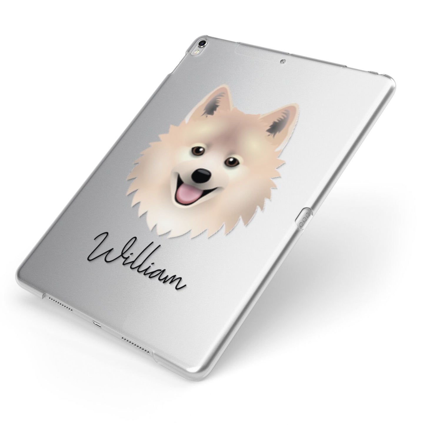 German Spitz Personalised Apple iPad Case on Silver iPad Side View