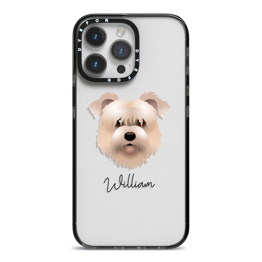 Glen Of Imaal Terrier Personalised iPhone 14 Pro Max Black Impact Case on Silver phone
