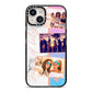 Glitter and Marble Photo Upload with Text iPhone 14 Black Impact Case on Silver phone