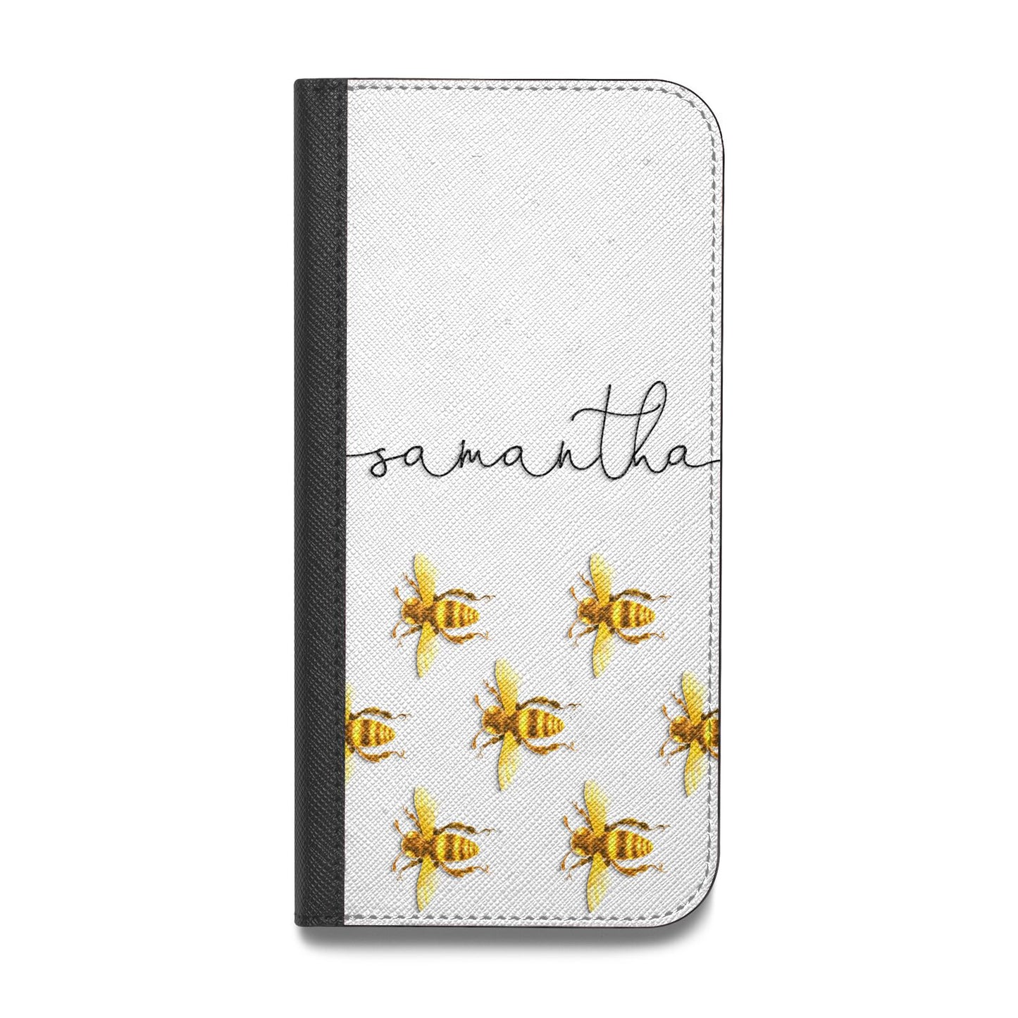 Golden Bees Personalised Name Vegan Leather Flip Samsung Case
