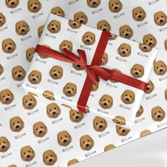 Goldendoodle Icon with Name Custom Wrapping Paper